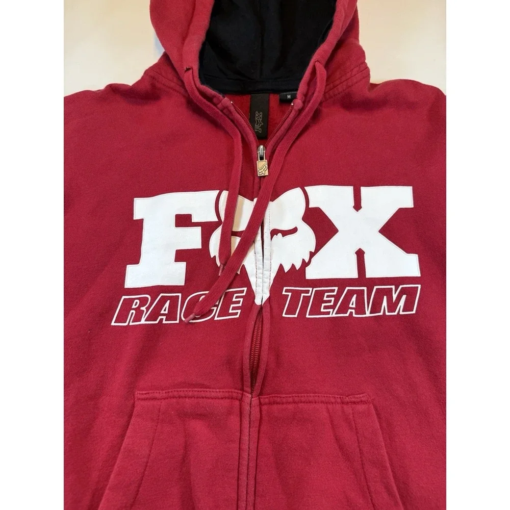 Vintage‎ Men's Fox Racing Race Team Zip Up Red Hoodie SZ Medium  Good Condition